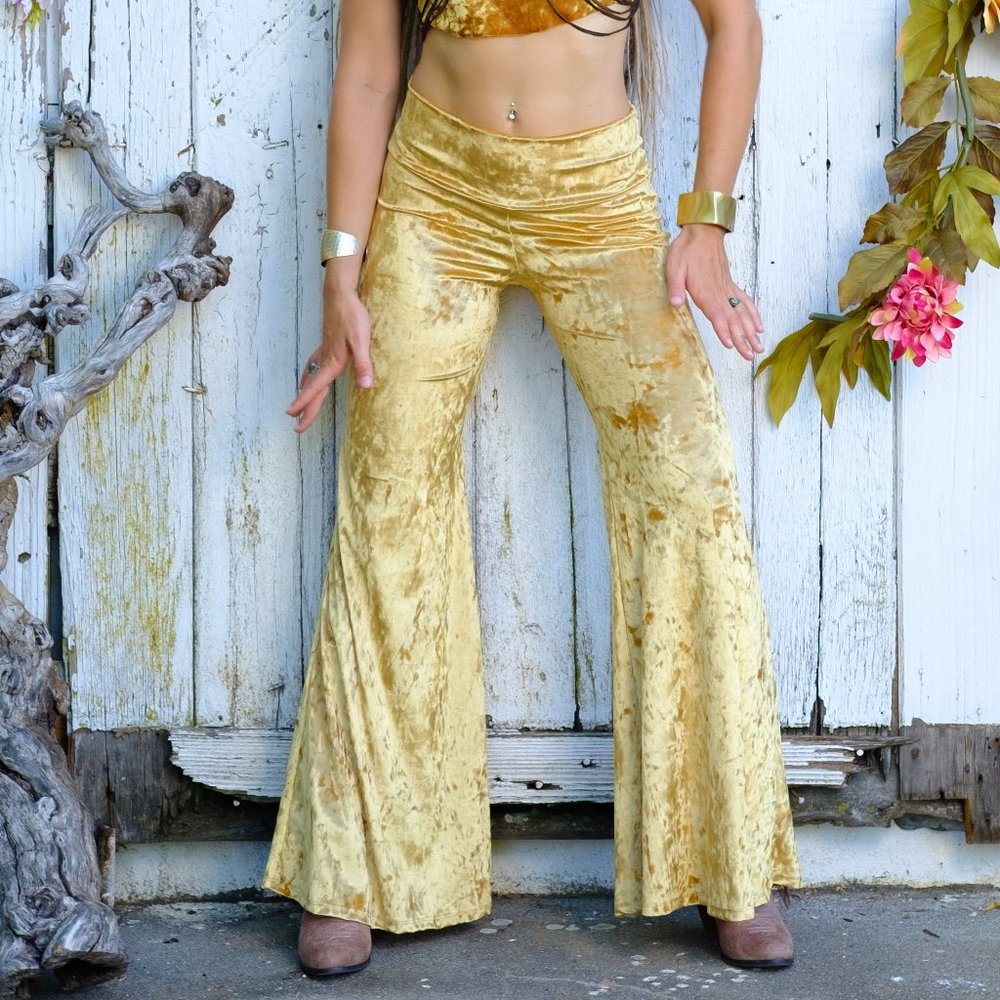NEW! Gold Velvet Bell Bottoms - Picture 8 of 8